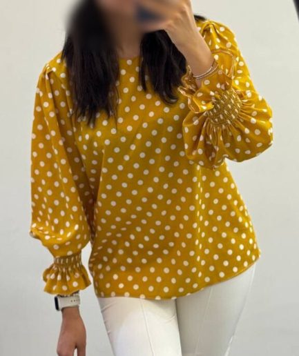 شومیز خالدار زرد زنانه