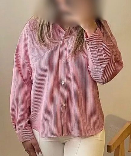 شومیز راه راه قرمز زنانه