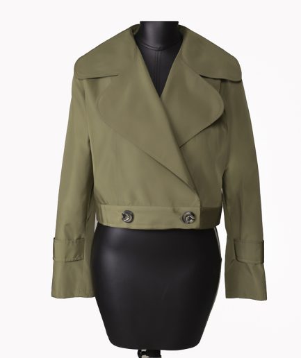 کت کراپ بارانی سبز زنانه