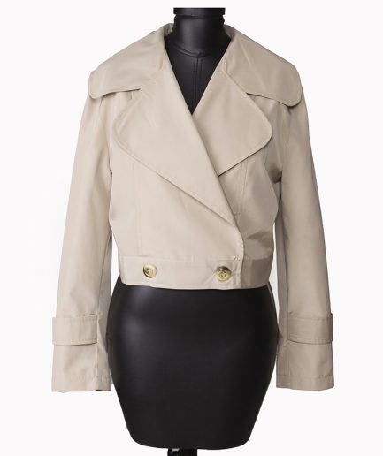 کت کراپ بارانی کرمی زنانه