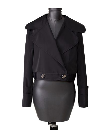 کت کراپ بارانی مشکی زنانه