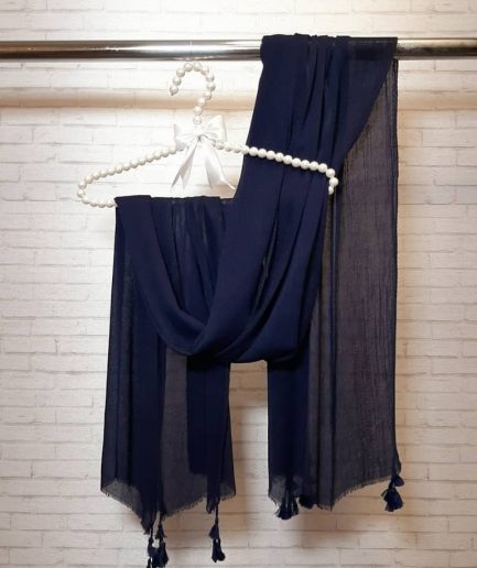 شال پلیسه سرمه ای سوپر نخ