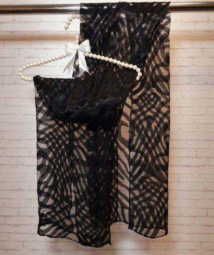 شال مجلسی ارگانزا زبرا مشکی