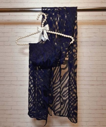 شال مجلسی ارگانزا زبرا سرمه ای