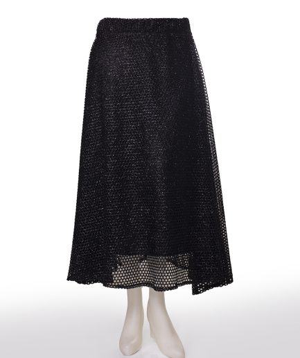 دامن کلوش مشکی توری زنبوری