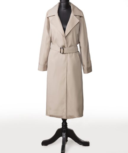 بارانی بلند یقه انگلیسی کرمی زنانه