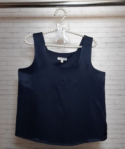 تاپ یقه خشتی سرمه ای ویسکوز زنانه