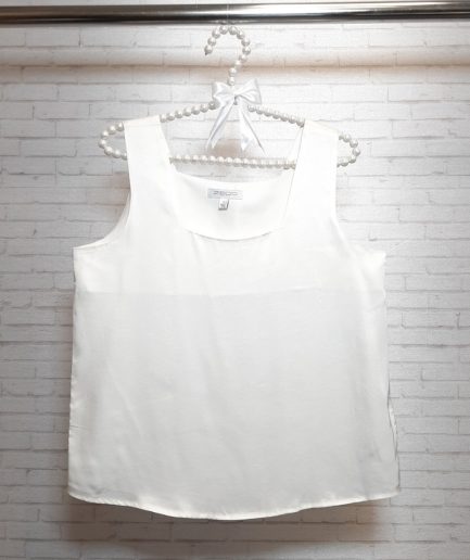 تاپ یقه خشتی سفید ویسکوز زنانه