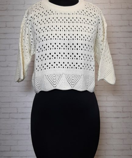 بلوز بافت کراپ ژور دالبر سفید زنانه