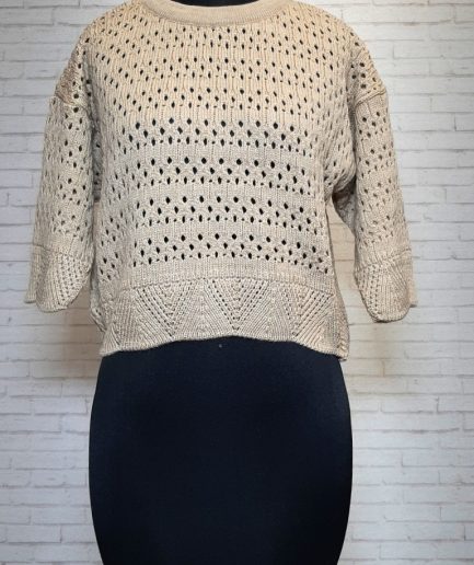 بلوز بافت کراپ ژور دالبر کرمی زنانه