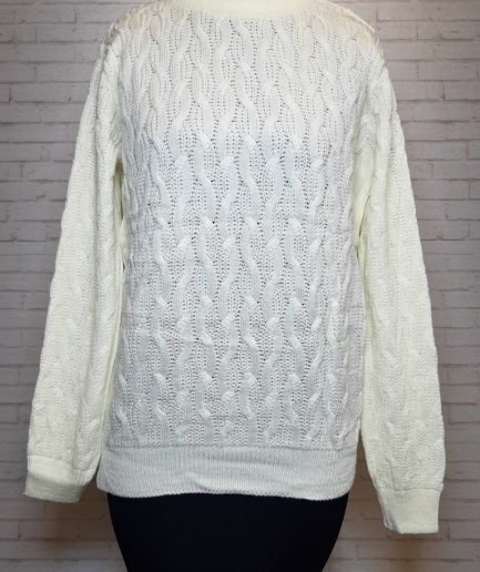 بلوز بافت سفید شکلات پیچ زنانه