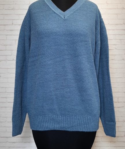 بلوز بافت یقه هفت آبی زنانه