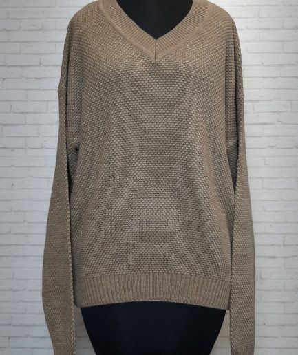 بلوز بافت یقه هفت نسکافه ای زنانه