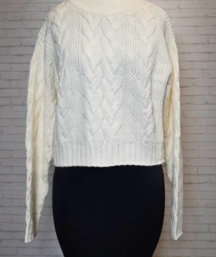 بلوز بافت کراپ گیس سفید زنانه