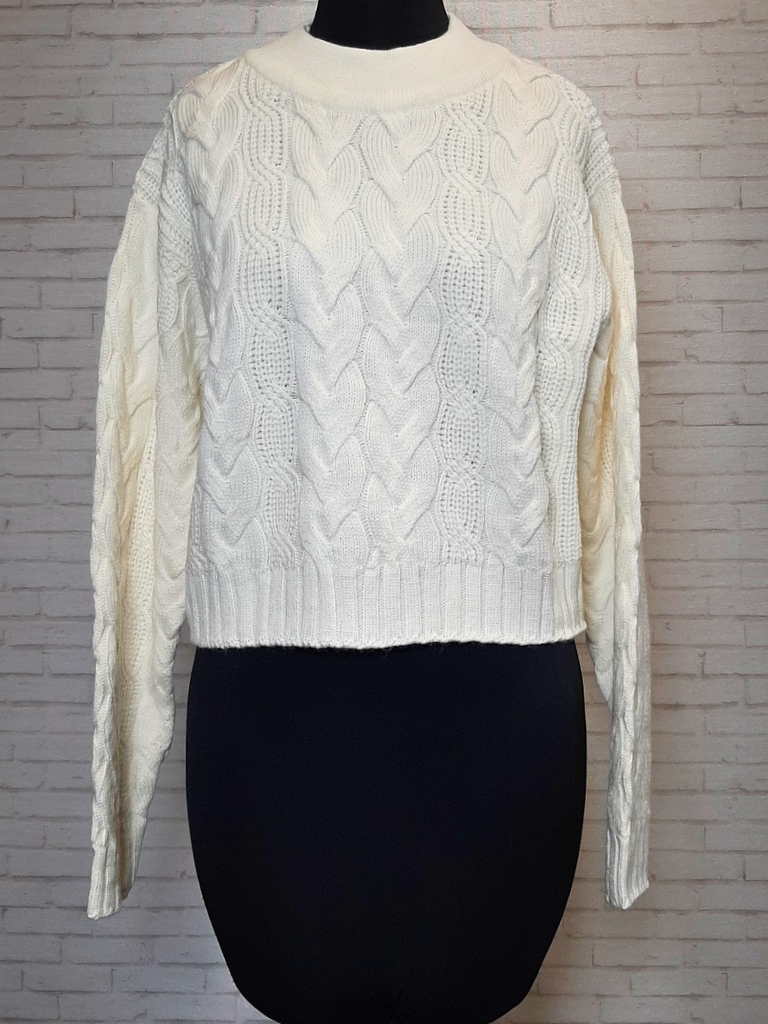 بلوز بافت کراپ گیس سفید زنانه