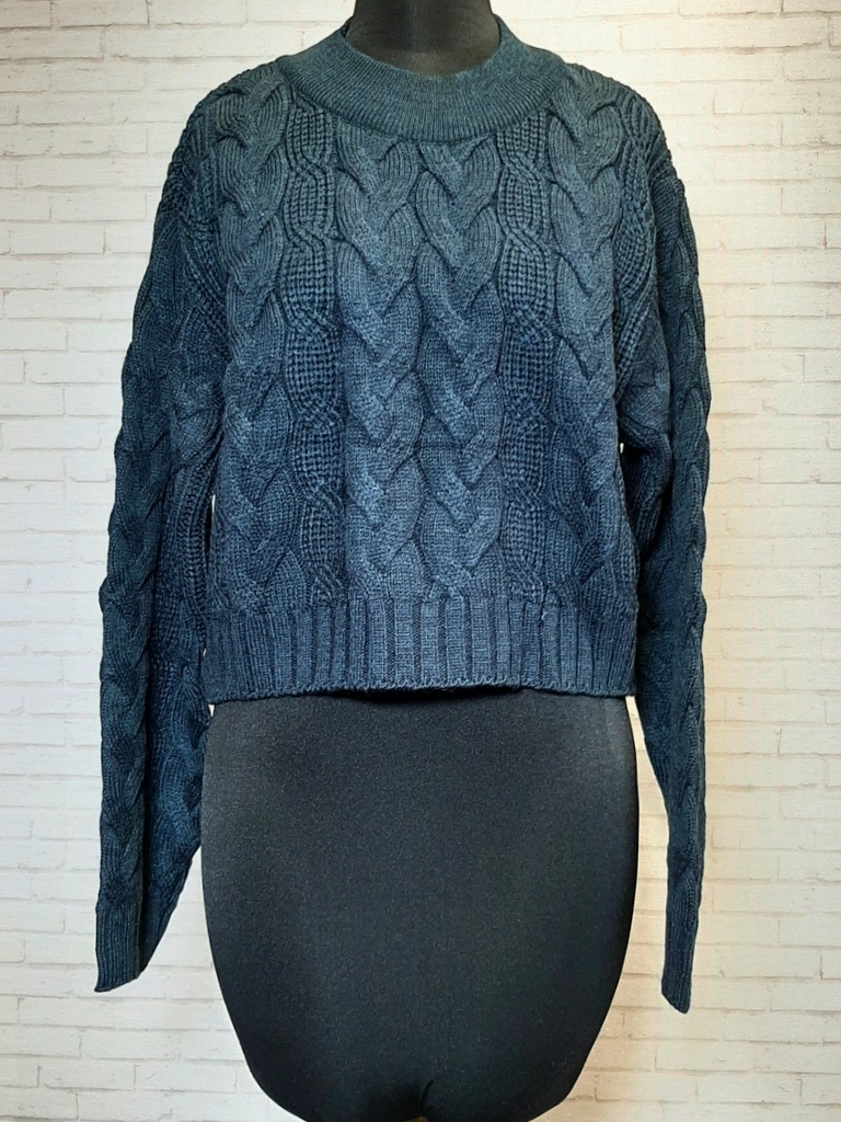 بلوز بافت کراپ گیس سرمه ای زنانه