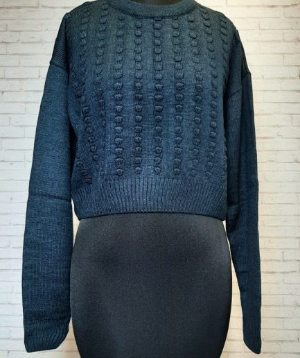 بلوز بافت دایره ای سرمه ای زنانه