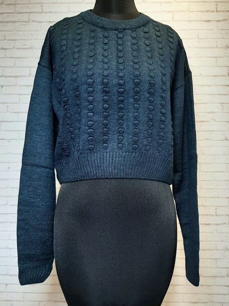 بلوز بافت دایره ای سرمه ای زنانه