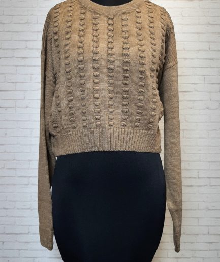 بلوز بافت دایره ای نسکافه ای زنانه