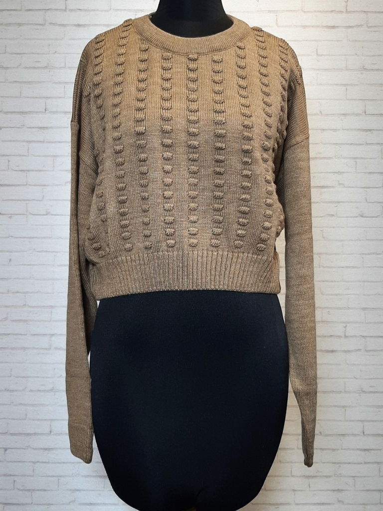 بلوز بافت دایره ای نسکافه ای زنانه