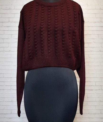 بلوز بافت دایره ای زرشکی زنانه