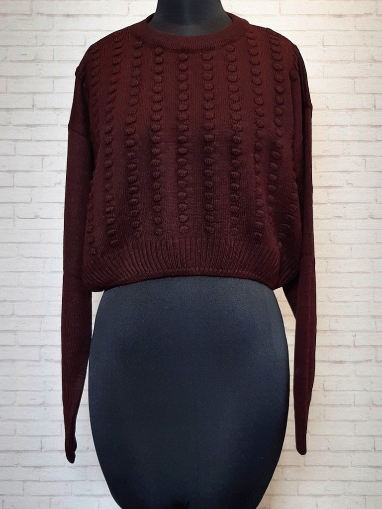 بلوز بافت دایره ای زرشکی زنانه