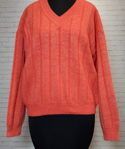 بلوز بافت لمه دار نارنجی زنانه