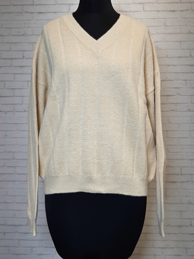 بلوز بافت لمه دار شیری زنانه