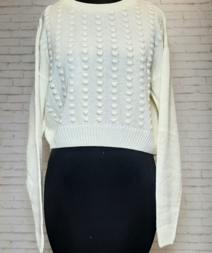 بلوز بافت دایره ای سفید زنانه