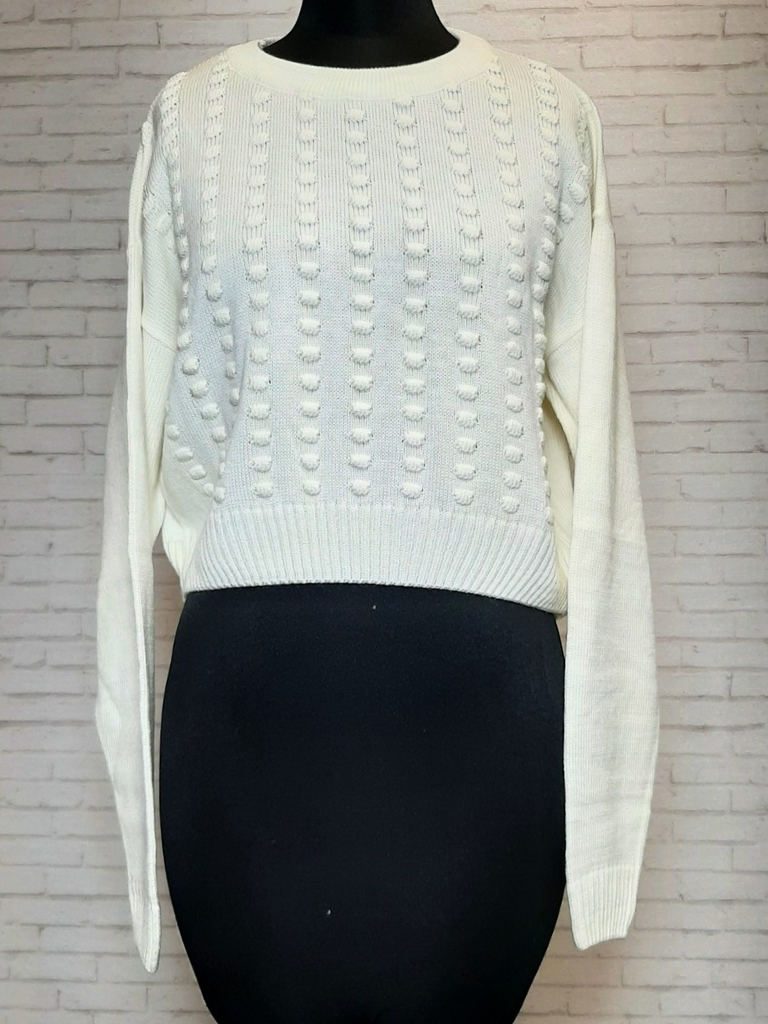 بلوز بافت دایره ای سفید زنانه