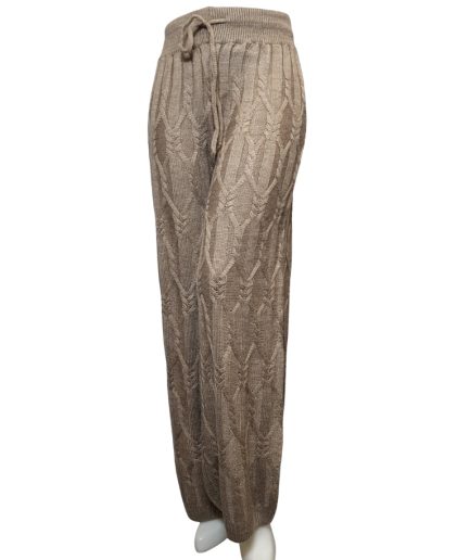 شلوار بافت پنجره ای نسکافه ای زنانه