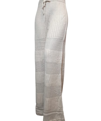 شلوار بافت حفره ای کرمی زنانه