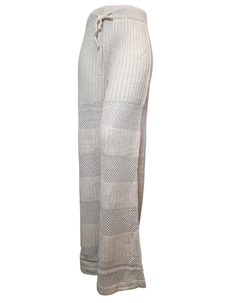 شلوار بافت حفره ای کرمی زنانه