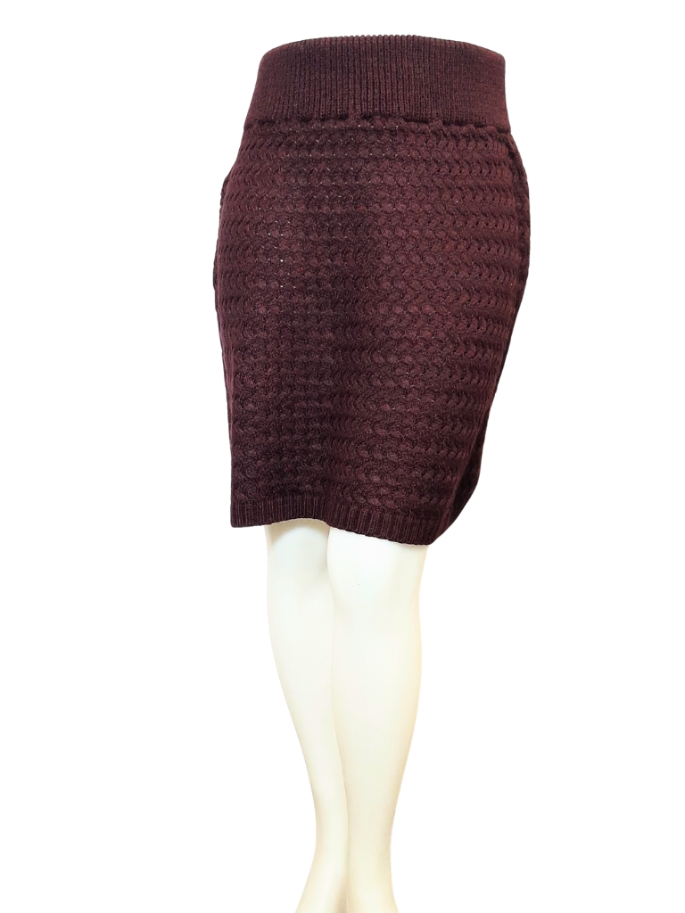 دامن بافت کوتاه زرشکی زنانه