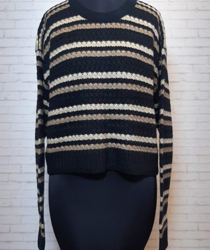 بلوز بافت کراپ مشکی رینگر زنانه