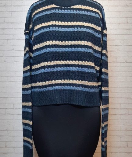 بلوز بافت کراپ سرمه ای رینگر زنانه