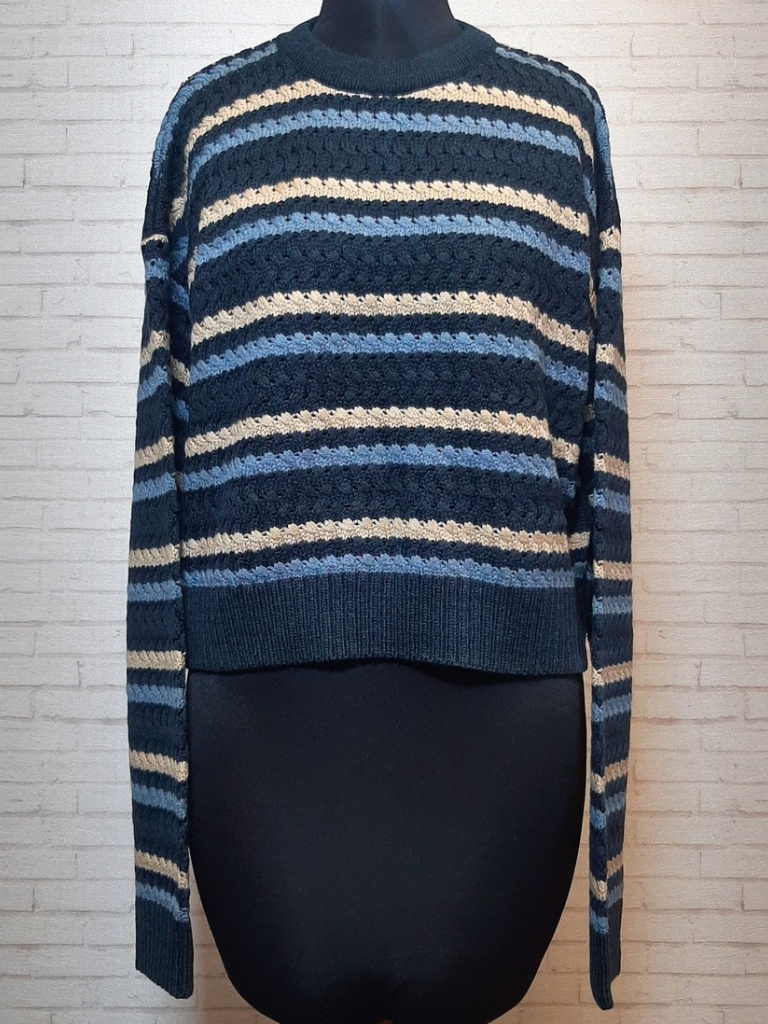 بلوز بافت کراپ سرمه ای رینگر زنانه