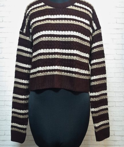 بلوز بافت کراپ زرشکی رینگر زنانه