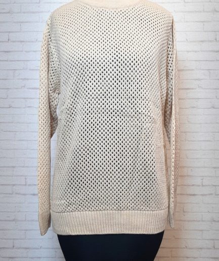 بلوز بافت کرمی حفره ای زنانه