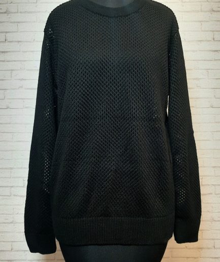 بلوز بافت مشکی حفره ای زنانه