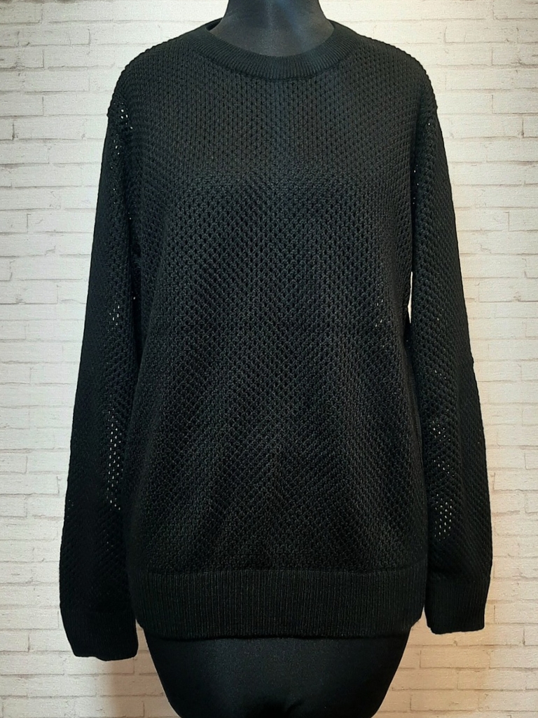 بلوز بافت مشکی حفره ای زنانه