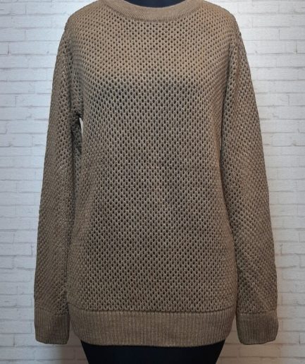 بلوز بافت نسکافه ای حفره ای زنانه