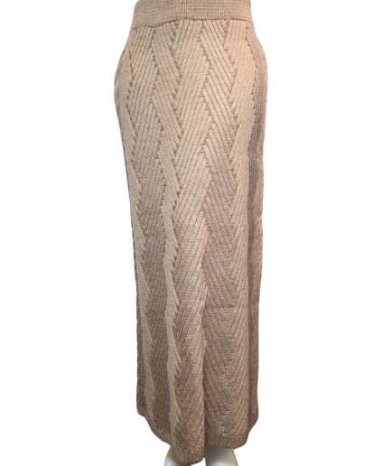 دامن بافت بلند نسکافه ای مشجر زنانه
