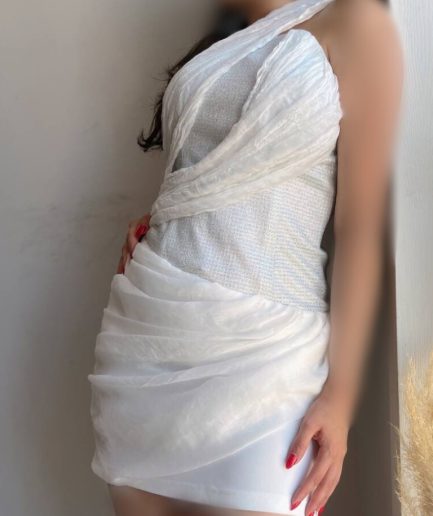 پیراهن سفید شاینی دراپه زنانه