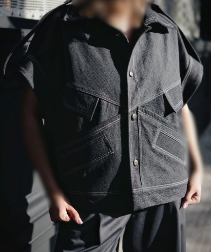 جلیقه جین ذغالی زنانه