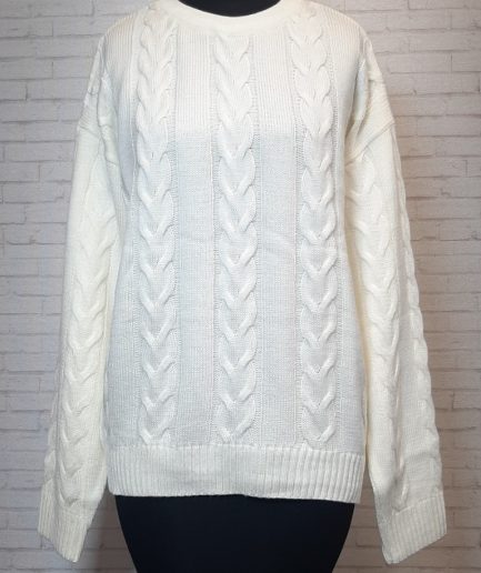 بلوز بافت سفید مارپیچ زنانه