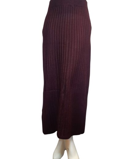 دامن بافت بلند زرشکی پلیسه