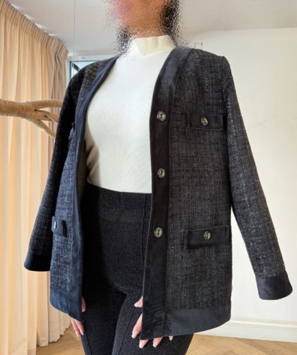 کت شنل مخمل مشکی زنانه