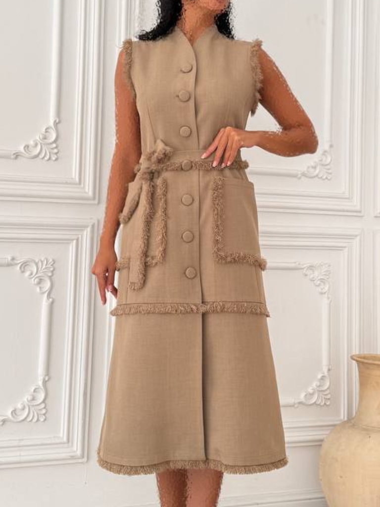 پیراهن آستین حلقه ای کرم زنانه