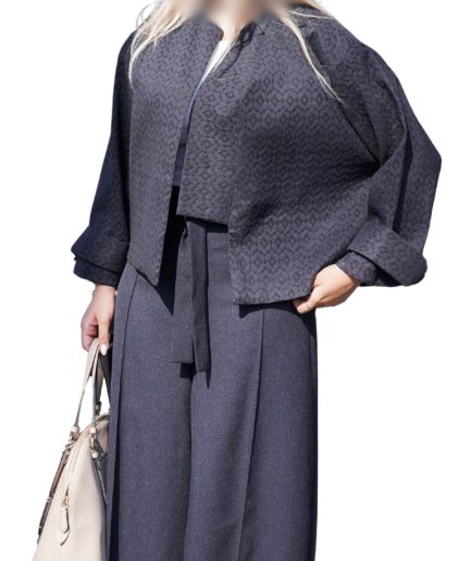 کت سرمه ای جلو دکمه دار زنانه